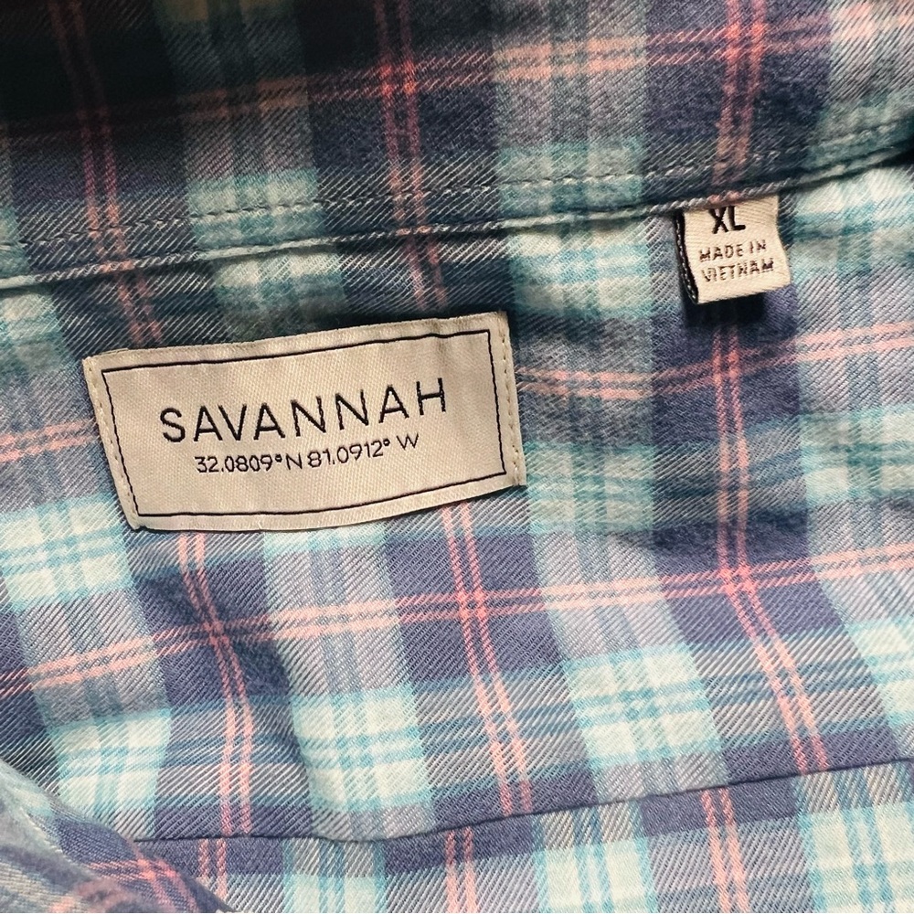 Savannah Button-Down Blue/Pink Plaid Tencel Blend Soft Shirt Men's Size XL - Picture 3 of 16